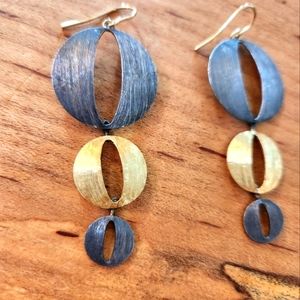 18k Solid Gold by "Marika" Desert Gold Earrings,Beautiful Patina, Signed